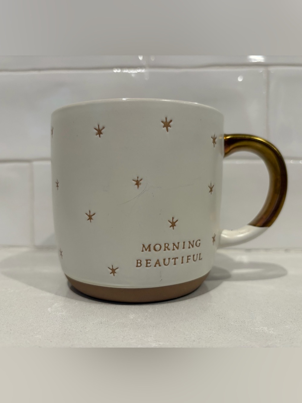 Hearth and Hand Morning Beautiful Ceramic Coffee Mug - White with Gold Accent